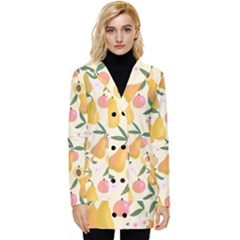 Yellow Juicy Pears And Apricots Button Up Hooded Coat  by SychEva