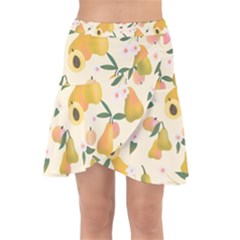 Yellow Juicy Pears And Apricots Wrap Front Skirt by SychEva