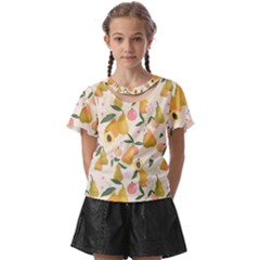 Yellow Juicy Pears And Apricots Kids  Front Cut Tee by SychEva