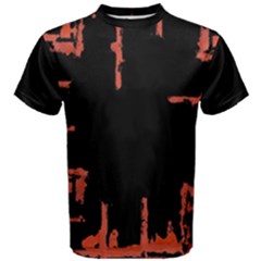 Red And Black Abstract Grunge Print Men s Cotton Tee by dflcprintsclothing