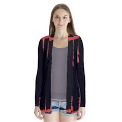 Red And Black Abstract Grunge Print Drape Collar Cardigan by dflcprintsclothing