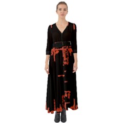 Red And Black Abstract Grunge Print Button Up Boho Maxi Dress by dflcprintsclothing