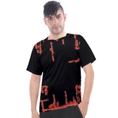 Red And Black Abstract Grunge Print Men s Sport Top by dflcprintsclothing