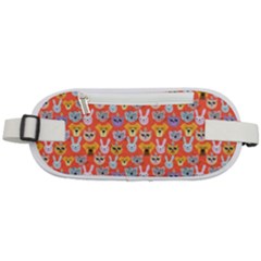 Cute Faces Of Dogs And Cats With Glasses Rounded Waist Pouch