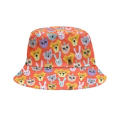 Cute Faces Of Dogs And Cats With Glasses Bucket Hat by SychEva