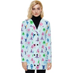 Funny Monsters Button Up Hooded Coat  by SychEva