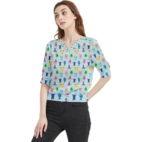 Funny Monsters Quarter Sleeve Blouse by SychEva