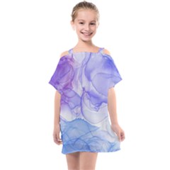 Purple And Blue Alcohol Ink  Kids  One Piece Chiffon Dress by Dazzleway