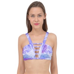 Purple And Blue Alcohol Ink  Cage Up Bikini Top by Dazzleway