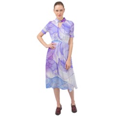 Purple And Blue Alcohol Ink  Keyhole Neckline Chiffon Dress by Dazzleway