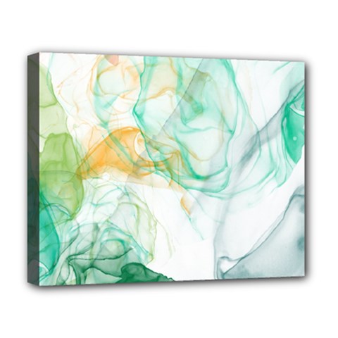 Green And Orange Alcohol Ink Deluxe Canvas 20  X 16  (stretched) by Dazzleway