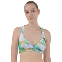 Green And Orange Alcohol Ink Sweetheart Sports Bra