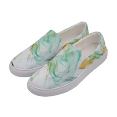Green And Orange Alcohol Ink Women s Canvas Slip Ons by Dazzleway