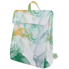 Green And Orange Alcohol Ink Flap Top Backpack by Dazzleway