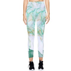 Green And Orange Alcohol Ink Pocket Leggings  by Dazzleway