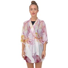 Red And Orange Alcohol In  Half Sleeve Chiffon Kimono