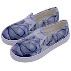 Blue Alcohol Ink Kids  Canvas Slip Ons by Dazzleway