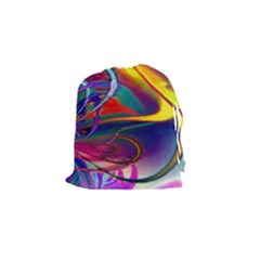 Colorful Rainbow Modern Paint Pattern 13 Drawstring Pouch (Small)