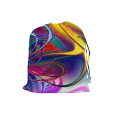 Colorful Rainbow Modern Paint Pattern 13 Drawstring Pouch (Large)