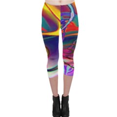 Colorful Rainbow Modern Paint Pattern 13 Capri Leggings 