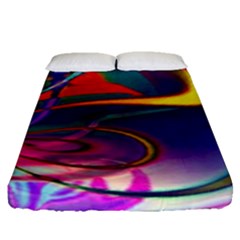 Colorful Rainbow Modern Paint Pattern 13 Fitted Sheet (Queen Size)