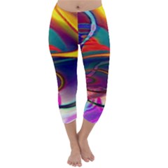 Colorful Rainbow Modern Paint Pattern 13 Capri Winter Leggings 