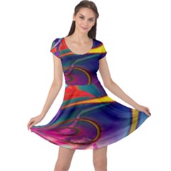 Colorful Rainbow Modern Paint Pattern 13 Cap Sleeve Dress