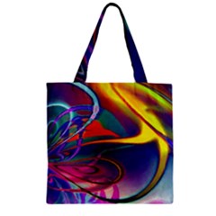 Colorful Rainbow Modern Paint Pattern 13 Zipper Grocery Tote Bag