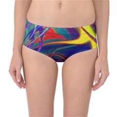 Colorful Rainbow Modern Paint Pattern 13 Mid-Waist Bikini Bottoms