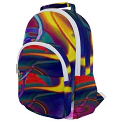 Colorful Rainbow Modern Paint Pattern 13 Rounded Multi Pocket Backpack