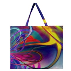 Colorful Rainbow Modern Paint Pattern 13 Zipper Large Tote Bag