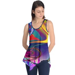 Colorful Rainbow Modern Paint Pattern 13 Sleeveless Tunic