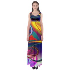 Colorful Rainbow Modern Paint Pattern 13 Empire Waist Maxi Dress by DinkovaArt