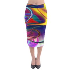 Colorful Rainbow Modern Paint Pattern 13 Midi Pencil Skirt