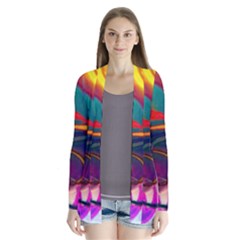 Colorful Rainbow Modern Paint Pattern 13 Drape Collar Cardigan