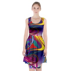 Colorful Rainbow Modern Paint Pattern 13 Racerback Midi Dress by DinkovaArt