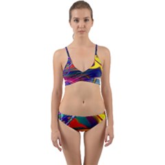 Colorful Rainbow Modern Paint Pattern 13 Wrap Around Bikini Set