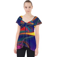 Colorful Rainbow Modern Paint Pattern 13 Lace Front Dolly Top