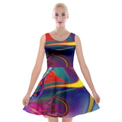 Colorful Rainbow Modern Paint Pattern 13 Velvet Skater Dress