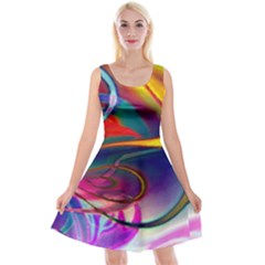 Colorful Rainbow Modern Paint Pattern 13 Reversible Velvet Sleeveless Dress