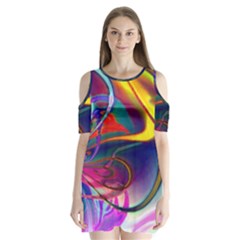 Colorful Rainbow Modern Paint Pattern 13 Shoulder Cutout Velvet One Piece