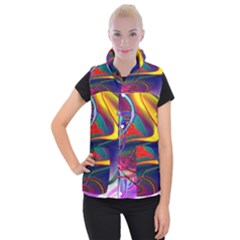 Colorful Rainbow Modern Paint Pattern 13 Women s Button Up Vest