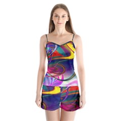 Colorful Rainbow Modern Paint Pattern 13 Satin Pajamas Set