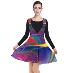 Colorful Rainbow Modern Paint Pattern 13 Plunge Pinafore Dress