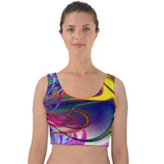 Colorful Rainbow Modern Paint Pattern 13 Velvet Crop Top