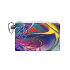 Colorful Rainbow Modern Paint Pattern 13 Canvas Cosmetic Bag (Small)