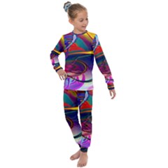 Colorful Rainbow Modern Paint Pattern 13 Kids  Long Sleeve Set 