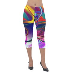 Colorful Rainbow Modern Paint Pattern 13 Lightweight Velour Capri Leggings 