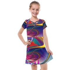 Colorful Rainbow Modern Paint Pattern 13 Kids  Cross Web Dress