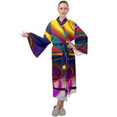 Colorful Rainbow Modern Paint Pattern 13 Maxi Velour Kimono